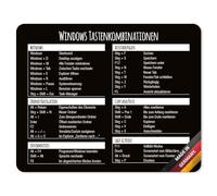 younikat Tappetino per il mouse con combinazione di tasti Windows I 24 x 19 cm I Mousepad in dimensioni standard, antiscivolo I Tabella con scorciatoie da tastiera I dv_702