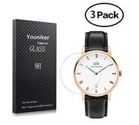 Youniker 3 Pezzi per Daniel Wellington Pellicola Protettiva in Vetro Temperato per DW Watch Pellicola Proteggi Schermo in Vetro Temperato Anti-graffio Senza bolle (Cassa: 38 mm)