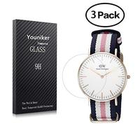 Youniker 3 Pezzi per Daniel Wellington Pellicola Protettiva in Vetro Temperato per DW Watch Pellicola Proteggi Schermo in Vetro Temperato Anti-graffio Senza bolle (Cassa: 36mm)