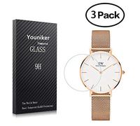 Youniker 3 Pezzi per Daniel Wellington Pellicola Protettiva in Vetro Temperato per DW Watch Pellicola Proteggi Schermo in Vetro Temperato Anti-graffio Senza bolle (Cassa: 28 mm)