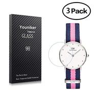 Youniker 3 Pezzi per Daniel Wellington Pellicola Protettiva in Vetro Temperato per DW Watch Pellicola Proteggi Schermo in Vetro Temperato Anti-graffio Senza bolle (Cassa: 26 mm)