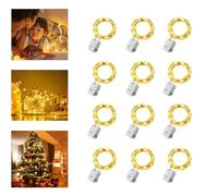 YOUNLEN 12 Pezzi Stringa Luci LED a Batteria con 3 Modalità, 2M 20LED Mini Lampada a Batteria Filo Di Rame, Impermeabile DIY Catena Luminos Lucine per Esterni Natale Matrimoni, Bianco Caldo
