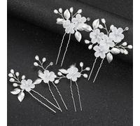 YOUNLEN Accessori per capelli con fiore di vite perla decorazioni fascia sposa coroncina, Tiara Set Pearl Crystal, Fermagli per Capelli da Sposa, per la damigella d'onore e le donne (Argento)