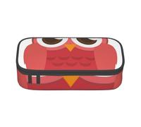 YounPrenG Astuccio portapenne, astuccio portapenne stampato di grande capacità, portapenne per ufficio e scuola,Simpatico gufo rosso
