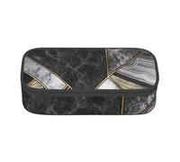 YounPrenG Astuccio portapenne, astuccio portapenne stampato di grande capacità, portapenne per ufficio e scuola,Texture marmo nero stampato oro