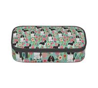 YounPrenG Astuccio portapenne, astuccio portapenne stampato di grande capacità, portapenne per ufficio e scuola,Cane Springer Spaniel Inglese di razza Florals