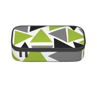 YounPrenG Astuccio portapenne, astuccio portapenne stampato di grande capacità, portapenne per ufficio e scuola,Triangoli casuali verde lime grigio nero su bianco