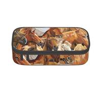 YounPrenG Astuccio portapenne, astuccio portapenne stampato di grande capacità, portapenne per ufficio e scuola,Cavallo animale dell'acquerello stampato