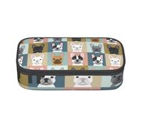 YounPrenG Astuccio portapenne, astuccio portapenne stampato di grande capacità, portapenne per ufficio e scuola,Cane modello ritratti Bulldog francese