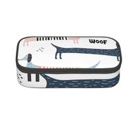 YounPrenG Astuccio portapenne, astuccio portapenne stampato di grande capacità, portapenne per ufficio e scuola,Simpatico bassotto blu navy