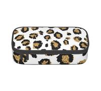 YounPrenG Astuccio portapenne, astuccio portapenne stampato di grande capacità, portapenne per ufficio e scuola,Stampa animalier leopardo nero glitter oro