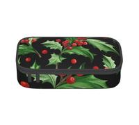 YounPrenG Astuccio portapenne, astuccio portapenne stampato di grande capacità, portapenne per ufficio e scuola,Buon Natale Agrifoglio