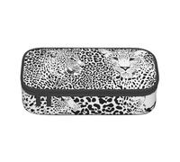 YounPrenG Astuccio portapenne, astuccio portapenne stampato di grande capacità, portapenne per ufficio e scuola,Stampa tigre leopardata in bianco e nero