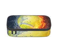 YounPrenG Astuccio portapenne, astuccio portapenne stampato di grande capacità, portapenne per ufficio e scuola,Palla Da Tennis In Fuoco E Acqua