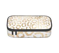 YounPrenG Astuccio portapenne, astuccio portapenne stampato di grande capacità, portapenne per ufficio e scuola,Elegante ghepardo leopardo bianco oro