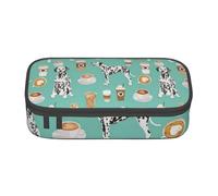YounPrenG Astuccio portapenne, astuccio portapenne stampato di grande capacità, portapenne per ufficio e scuola,Caffè alla menta dalmata carino