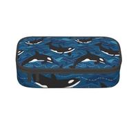 YounPrenG Astuccio portapenne, astuccio portapenne stampato di grande capacità, portapenne per ufficio e scuola,Orche oceaniche