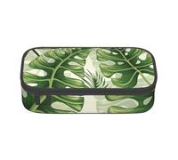 YounPrenG Astuccio portapenne, astuccio portapenne stampato di grande capacità, portapenne per ufficio e scuola,Foglie tropicali verde estate