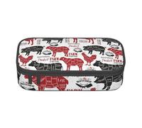 YounPrenG Astuccio portapenne, astuccio portapenne stampato di grande capacità, portapenne per ufficio e scuola,Carne Tagli Diagrammi Macelleria