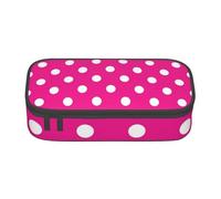 YounPrenG Astuccio portapenne, astuccio portapenne stampato di grande capacità, portapenne per ufficio e scuola,Pois bianchi rosa