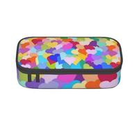 YounPrenG Astuccio portapenne, astuccio portapenne stampato di grande capacità, portapenne per ufficio e scuola,Coriandoli cuore arcobaleno