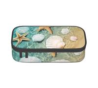 YounPrenG Astuccio portapenne, astuccio portapenne stampato di grande capacità, portapenne per ufficio e scuola,Modello Di Stelle Marine E Conchiglie