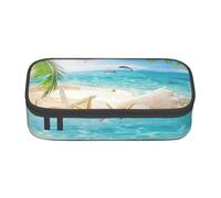 YounPrenG Astuccio portapenne, astuccio portapenne stampato di grande capacità, portapenne per ufficio e scuola,Stelle marine Beach Sea Palms stampate