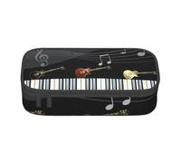 YounPrenG Astuccio portapenne, astuccio portapenne stampato di grande capacità, portapenne per ufficio e scuola,Stampa del modello di pianoforte per chitarra