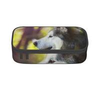 YounPrenG Astuccio portapenne, astuccio portapenne stampato di grande capacità, portapenne per ufficio e scuola,Alaskan Malamute Bokeh Animali Cani Carini