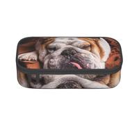 YounPrenG Astuccio portapenne, astuccio portapenne stampato di grande capacità, portapenne per ufficio e scuola,Bulldog inglese muso animali domestici cani che dormono
