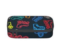 YounPrenG Astuccio portapenne, astuccio portapenne stampato di grande capacità, portapenne per ufficio e scuola,Pattini colorati luminosi