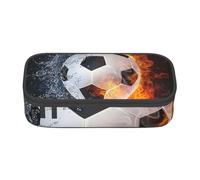 YounPrenG Astuccio portapenne, astuccio portapenne stampato di grande capacità, portapenne per ufficio e scuola,Pallone da calcio sull'acqua del fuoco