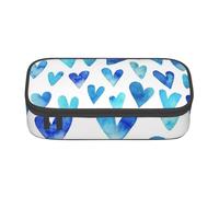 YounPrenG Astuccio portapenne, astuccio portapenne stampato di grande capacità, portapenne per ufficio e scuola,Cuore Blu Elegante Romantico Unico
