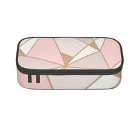 YounPrenG Astuccio portapenne, astuccio portapenne stampato di grande capacità, portapenne per ufficio e scuola,Carta da parati geometrica in oro rosa