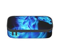 YounPrenG Astuccio portapenne, astuccio portapenne stampato di grande capacità, portapenne per ufficio e scuola,Cavallo di fuoco blu