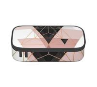 YounPrenG Astuccio portapenne, astuccio portapenne stampato di grande capacità, portapenne per ufficio e scuola,Triangolo geometrico in marmo oro rosa