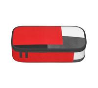 YounPrenG Astuccio portapenne, astuccio portapenne stampato di grande capacità, portapenne per ufficio e scuola,Blocco geometrico rosso grigio bianco e nero