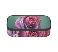 YounPrenG Astuccio portapenne, astuccio portapenne stampato di grande capacità, portapenne per ufficio e scuola,Pianta colorata di petali di rosa romantica