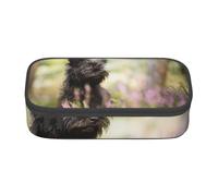 YounPrenG Astuccio portapenne, astuccio portapenne stampato di grande capacità, portapenne per ufficio e scuola,Affenpinscher Lawn Black Dogs Monkey Terrier