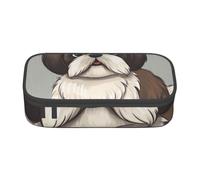 YounPrenG Astuccio portapenne, astuccio portapenne stampato di grande capacità, portapenne per ufficio e scuola,Stampa del cane Shih Tzu