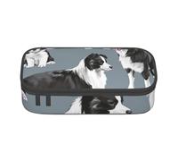 YounPrenG Astuccio portapenne, astuccio portapenne stampato di grande capacità, portapenne per ufficio e scuola,Border Collie Blu
