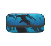 YounPrenG Astuccio portapenne, astuccio portapenne stampato di grande capacità, portapenne per ufficio e scuola,Stampati squali martello