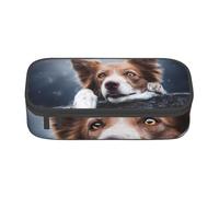 YounPrenG Astuccio portapenne, astuccio portapenne stampato di grande capacità, portapenne per ufficio e scuola,Dio Brown Border Collie Bokeh Con Gli Occhi Gialli