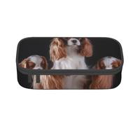 YounPrenG Astuccio portapenne, astuccio portapenne stampato di grande capacità, portapenne per ufficio e scuola,Cavalier King Charles Spaniel Madre con i cuccioli