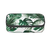YounPrenG Astuccio portapenne, astuccio portapenne stampato di grande capacità, portapenne per ufficio e scuola,Foglia verde tropicale della giungla delle foglie di palma