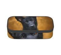 YounPrenG Astuccio portapenne, astuccio portapenne stampato di grande capacità, portapenne per ufficio e scuola,Cane da pastore tedesco nero stampato
