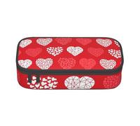 YounPrenG Astuccio portapenne, astuccio portapenne stampato di grande capacità, portapenne per ufficio e scuola,Cuori E Amore Rossi E Bianchi