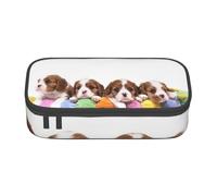 YounPrenG Astuccio portapenne, astuccio portapenne stampato di grande capacità, portapenne per ufficio e scuola,Famiglia di cuccioli di Cavalier King Charles Spaniel