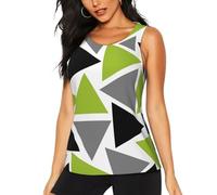 YounPrenG Canottiera Sportiva da Donna, Canottiere da Allenamento, Canottiere Traspiranti, Magliette da Allenamento Senza Maniche, Triangoli Casuali Verde Lime Grigio Nero su Bianco