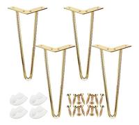 YOUNTHYE 4 pezzi di gambe da tavolo, gambe per mobili da 30 cm con viti, gamba da tavolo a forcina in metallo oro, gamba a forcina a 2 aste in metallo per tavolino, armadietto IKEA, armadio